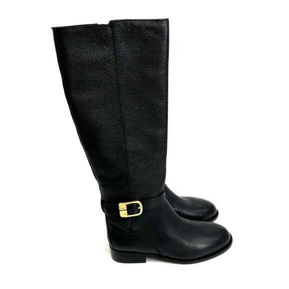 NEW TORY BURCH BROOKE 25MM KNEE BOOT IN BLACK TUMBLED LEATHER - Picture 2 of 9